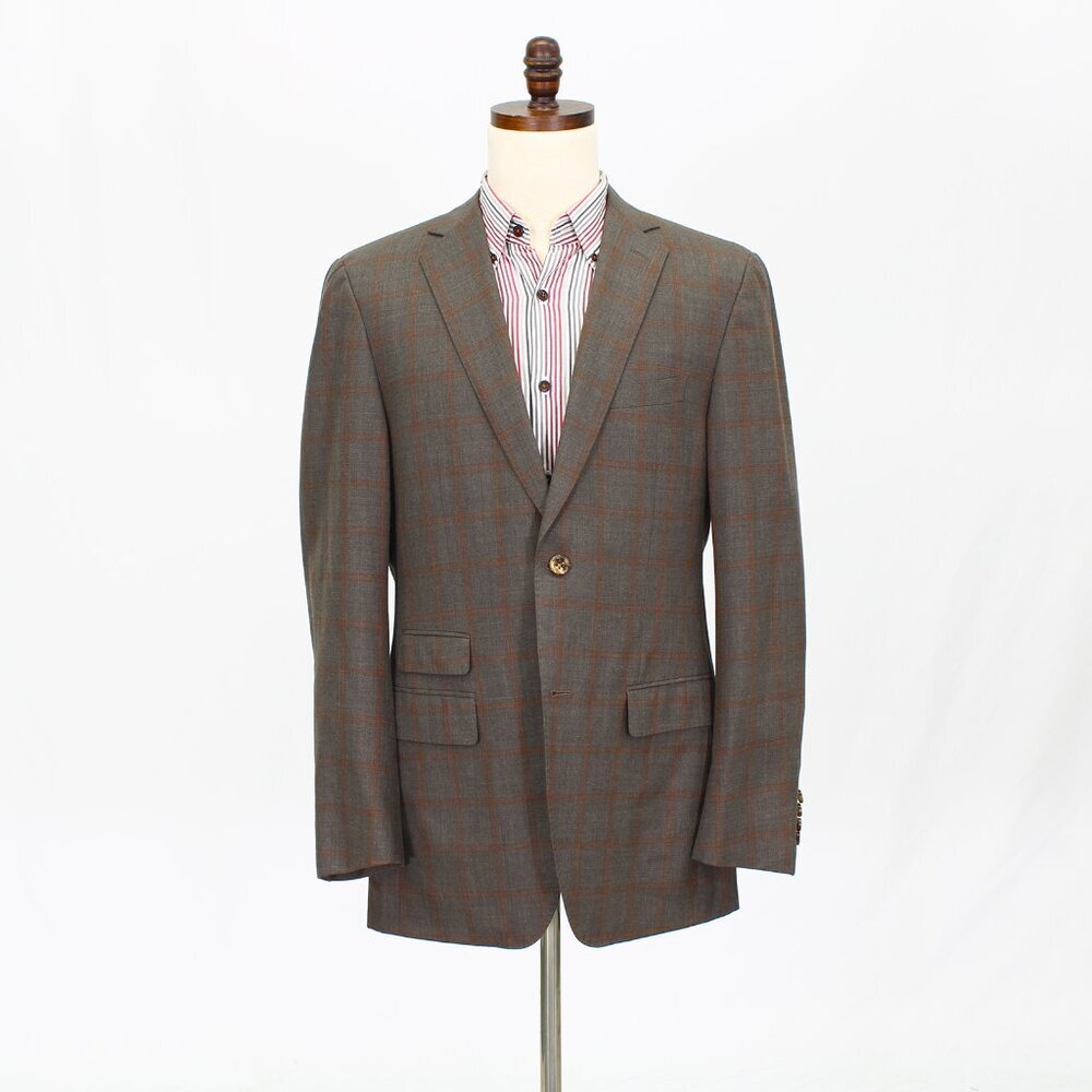 Bespoke 40L Brown Check 2-Button Sport Coat Blazer Jacket P461